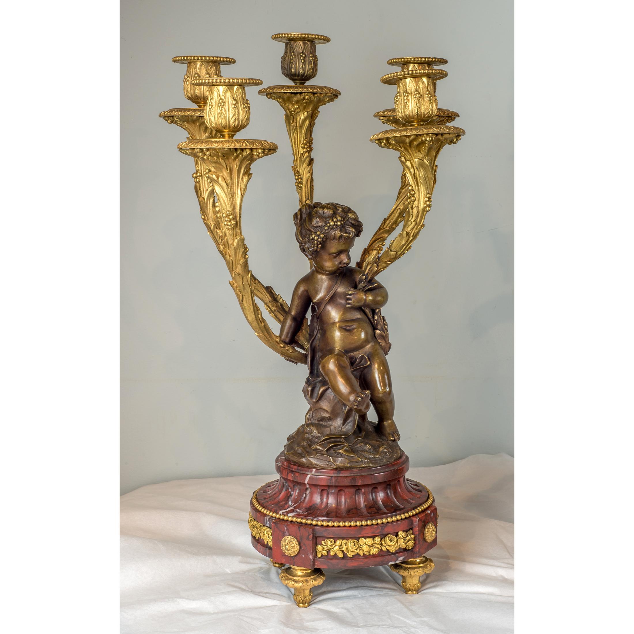 Patinated Bronze Sculpture of Cupid and Psyche Clockset by Bouguereau In Good Condition For Sale In New York, NY