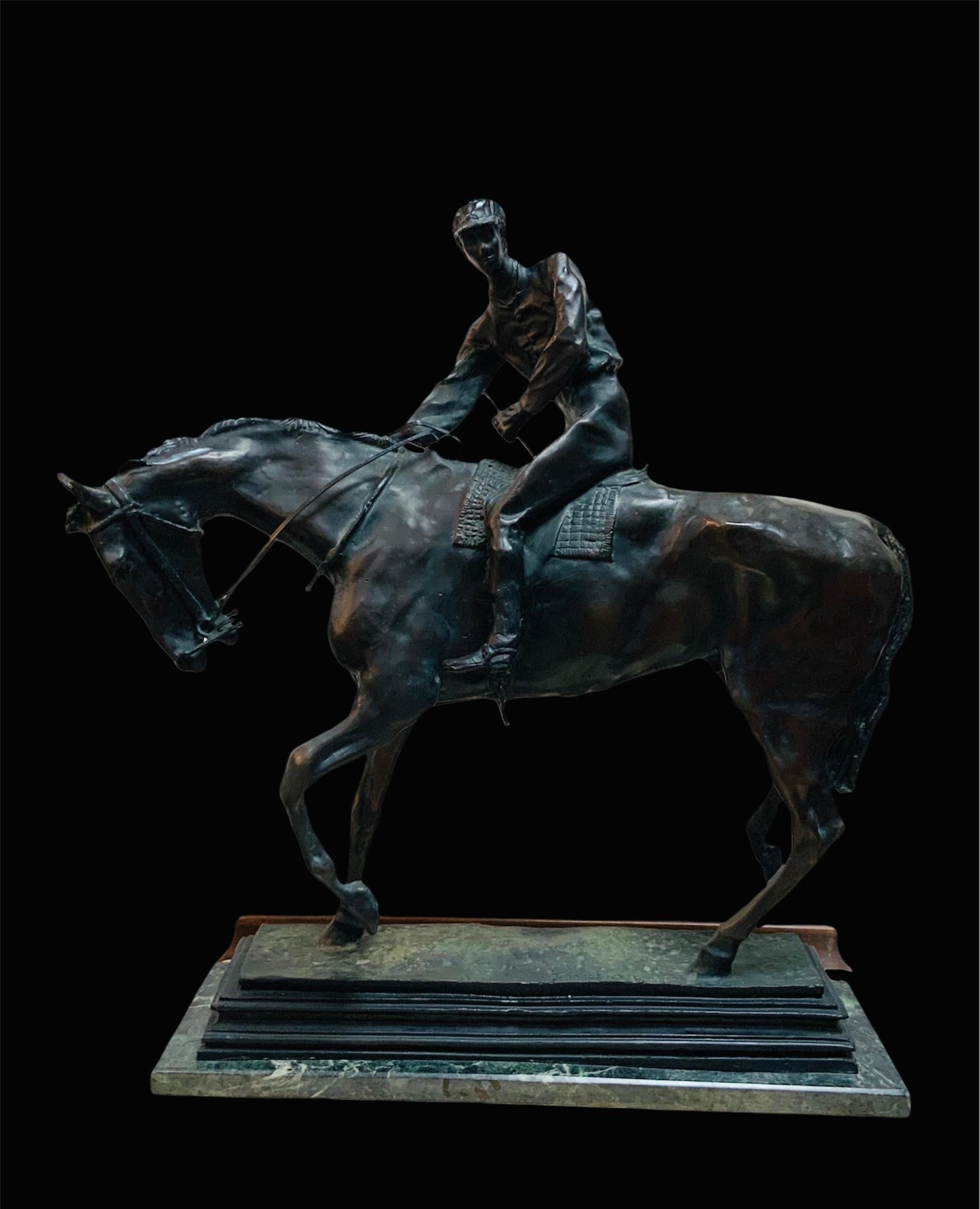 Early Victorian Patinated Bronze Sculpture of Le Grand Jockey by Isidore J. Bonheur
