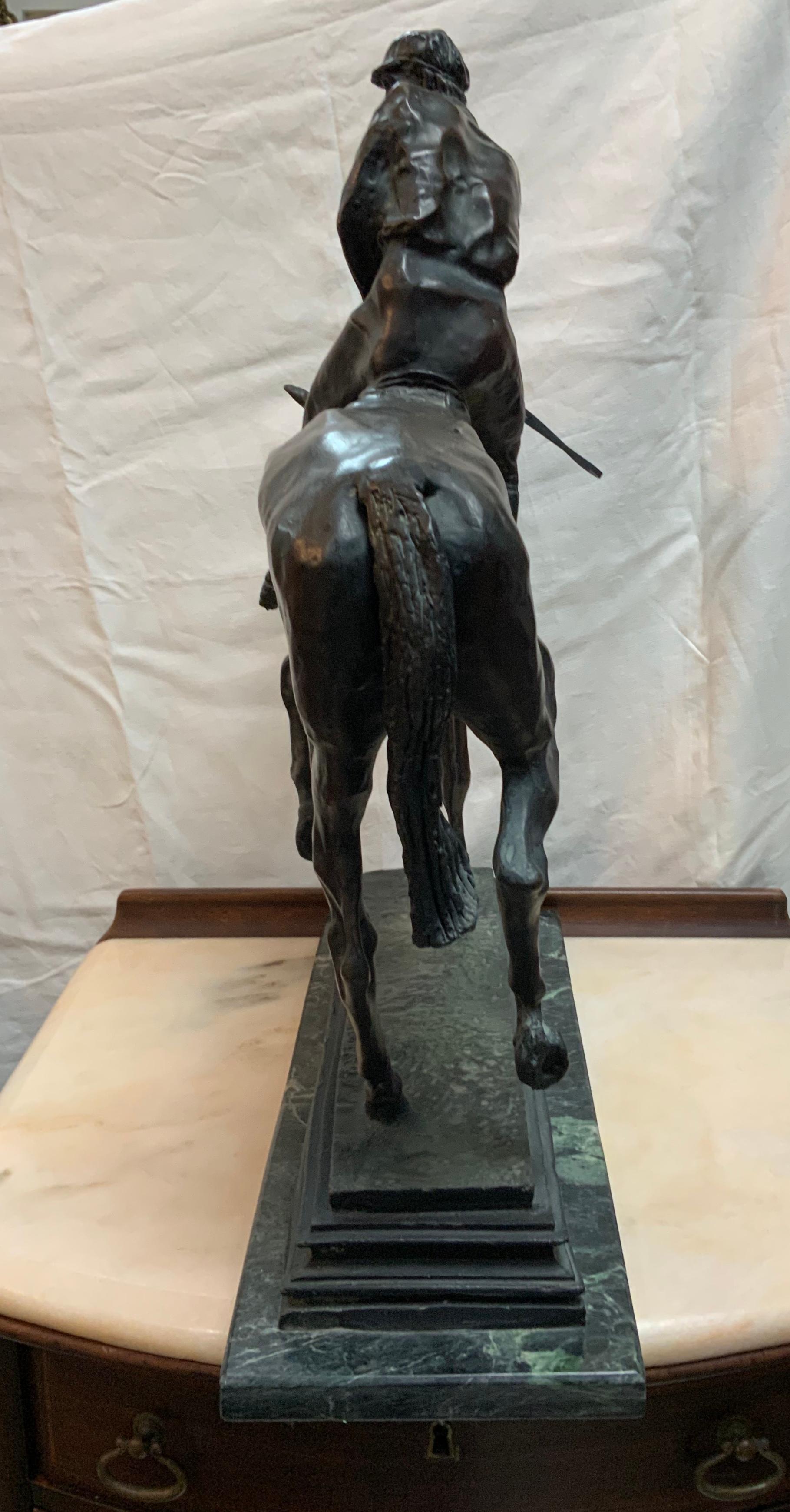 Cast Patinated Bronze Sculpture of Le Grand Jockey by Isidore J. Bonheur