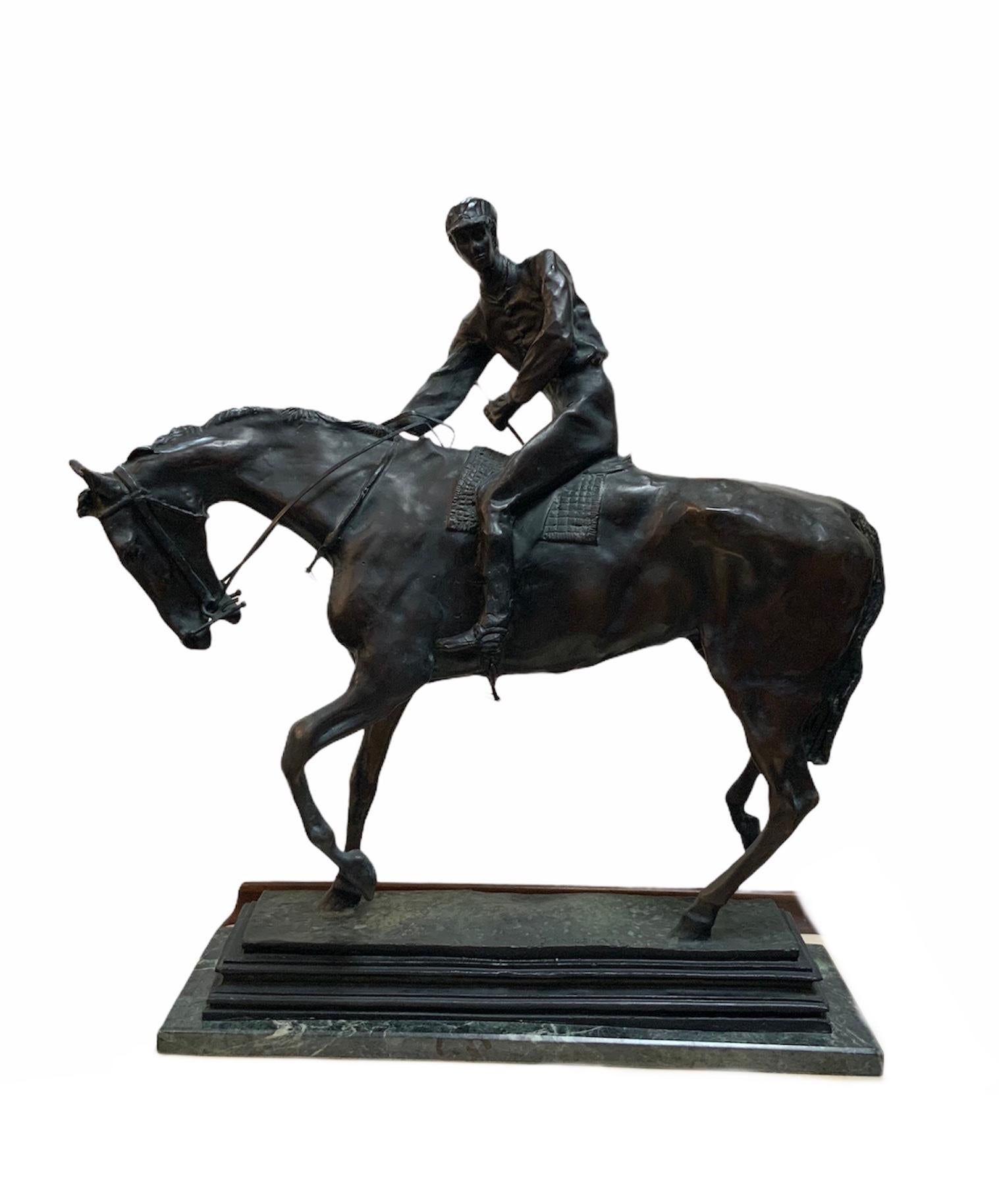 Patinated Bronze Sculpture of Le Grand Jockey by Isidore J. Bonheur In Good Condition In Guaynabo, PR