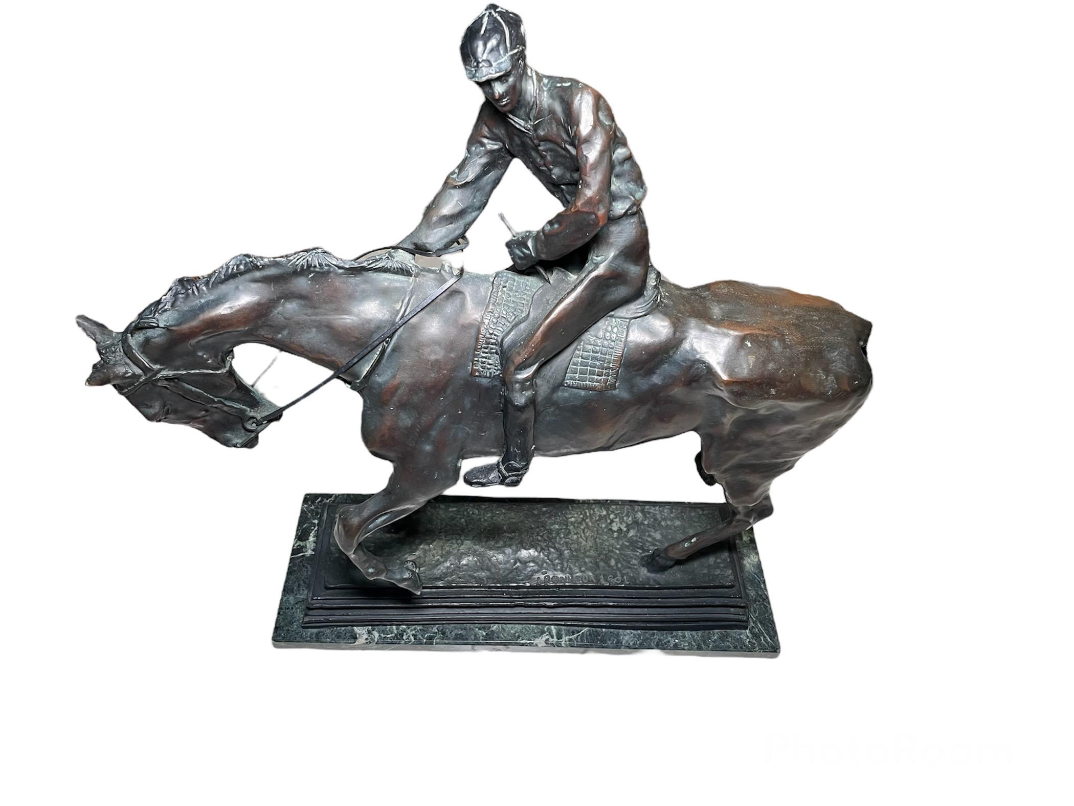 Cast Patinated Bronze Sculpture of Le Grand Jockey by Isidore J. Bonheur