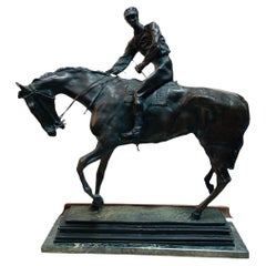 Antique Patinated Bronze Sculpture of Le Grand Jockey by Isidore J. Bonheur