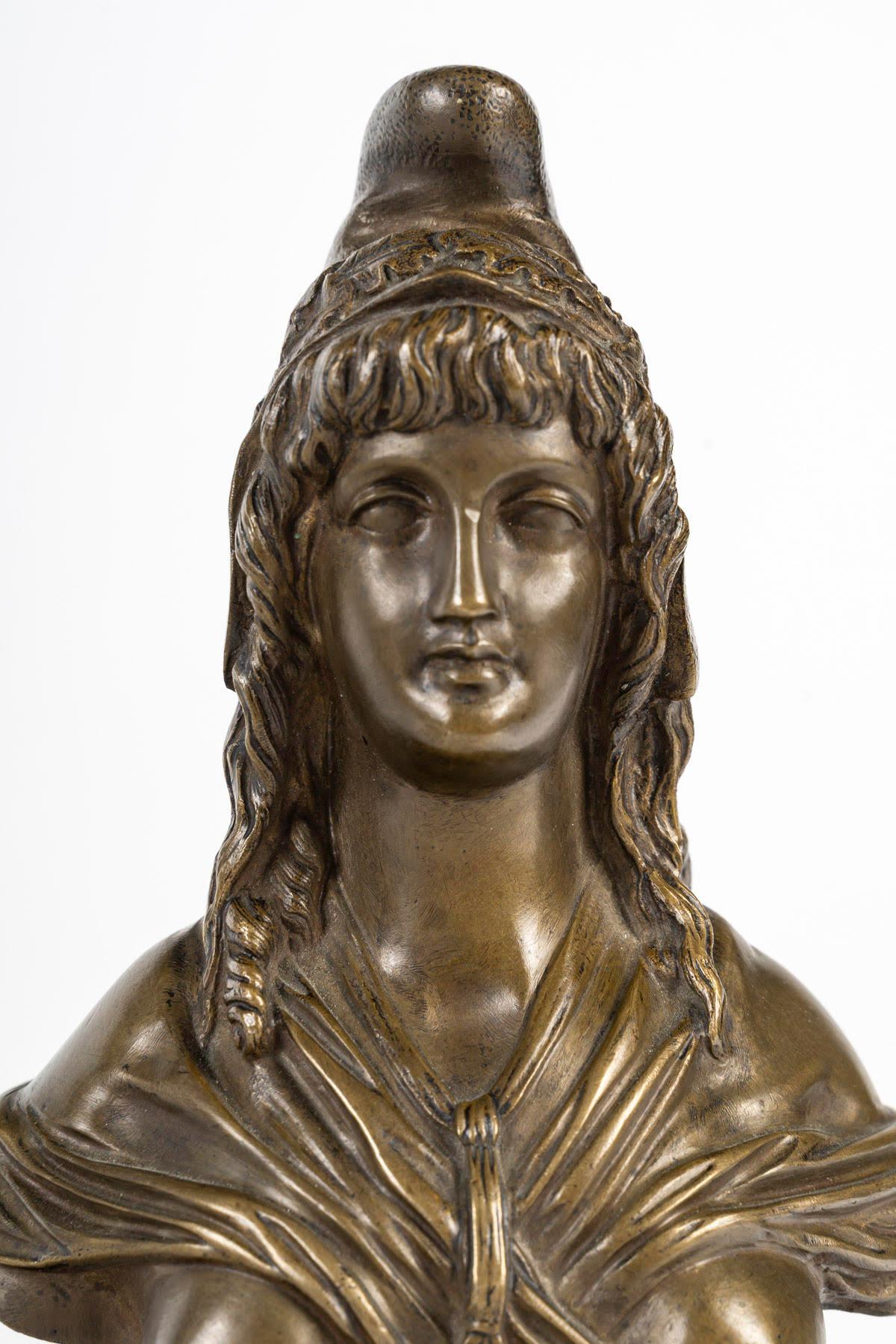 Patinated bronze sculpture of Marianne, early 20th century.

Patinated bronze sculpture of Marianne, early 20th century.
H: 23cm, W: 13cm, D: 9cm