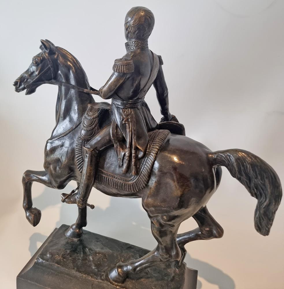 Patinated Bronze Sculpture of Napoleon on horseback In Good Condition For Sale In London, GB