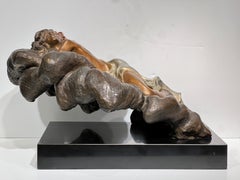 Patinated Bronze Sculpture of Reclining Beauty by Alice Riordan