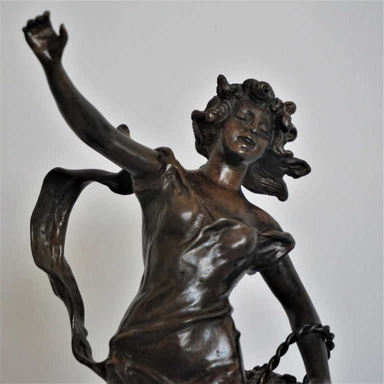 Patinated Bronze Sculpture on Marble Base, Signed Geo Maxim For Sale at