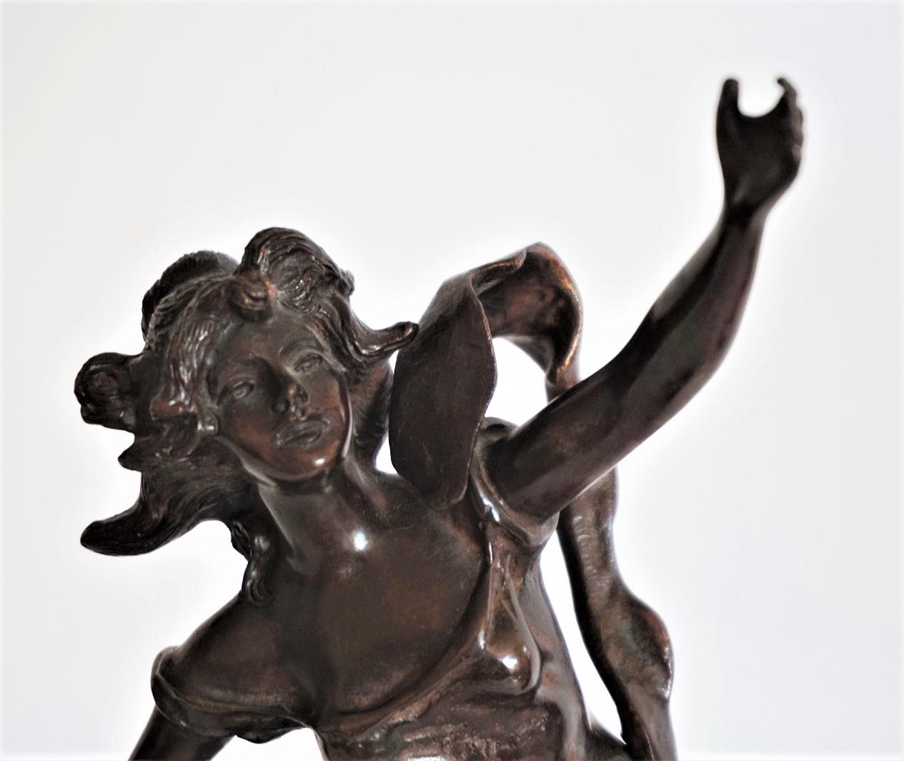 French Patinated Bronze Sculpture on Marble Base, Signed Geo Maxim For Sale