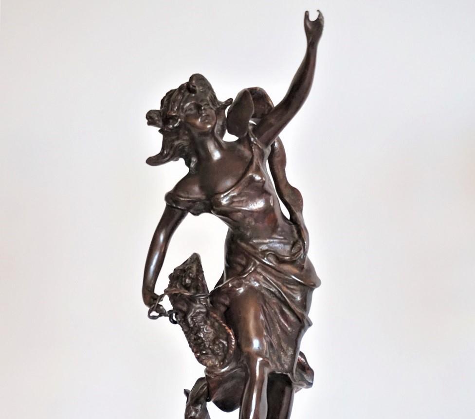 Patinated Bronze Sculpture on Marble Base, Signed Geo Maxim In Good Condition For Sale In Frankfurt am Main, DE