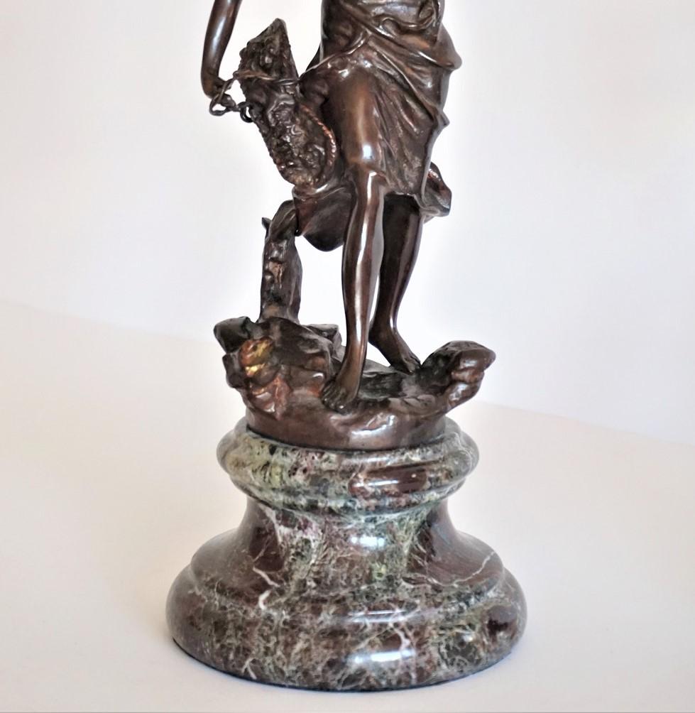 19th Century Patinated Bronze Sculpture on Marble Base, Signed Geo Maxim For Sale