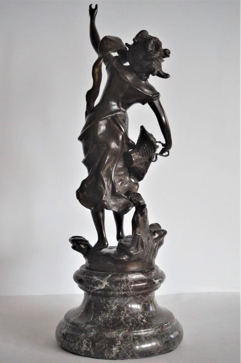 Patinated Bronze Sculpture on Marble Base, Signed Geo Maxim For Sale at