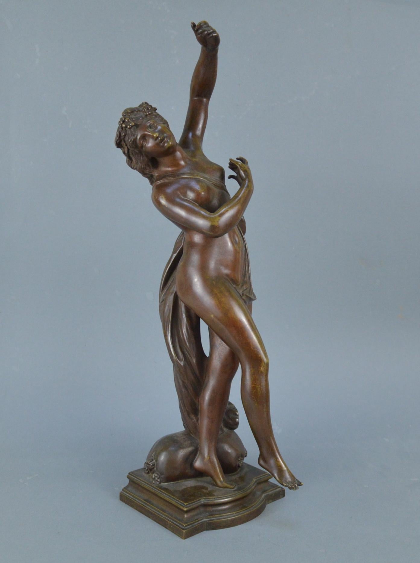 Patinated Bronze Sculpture Representing a Bacchante 19th Century 1