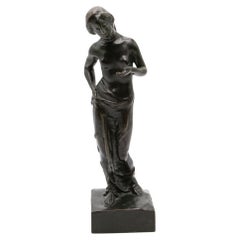 Patinated Bronze Sculpture Standing Woman Inspired by Antiquity
