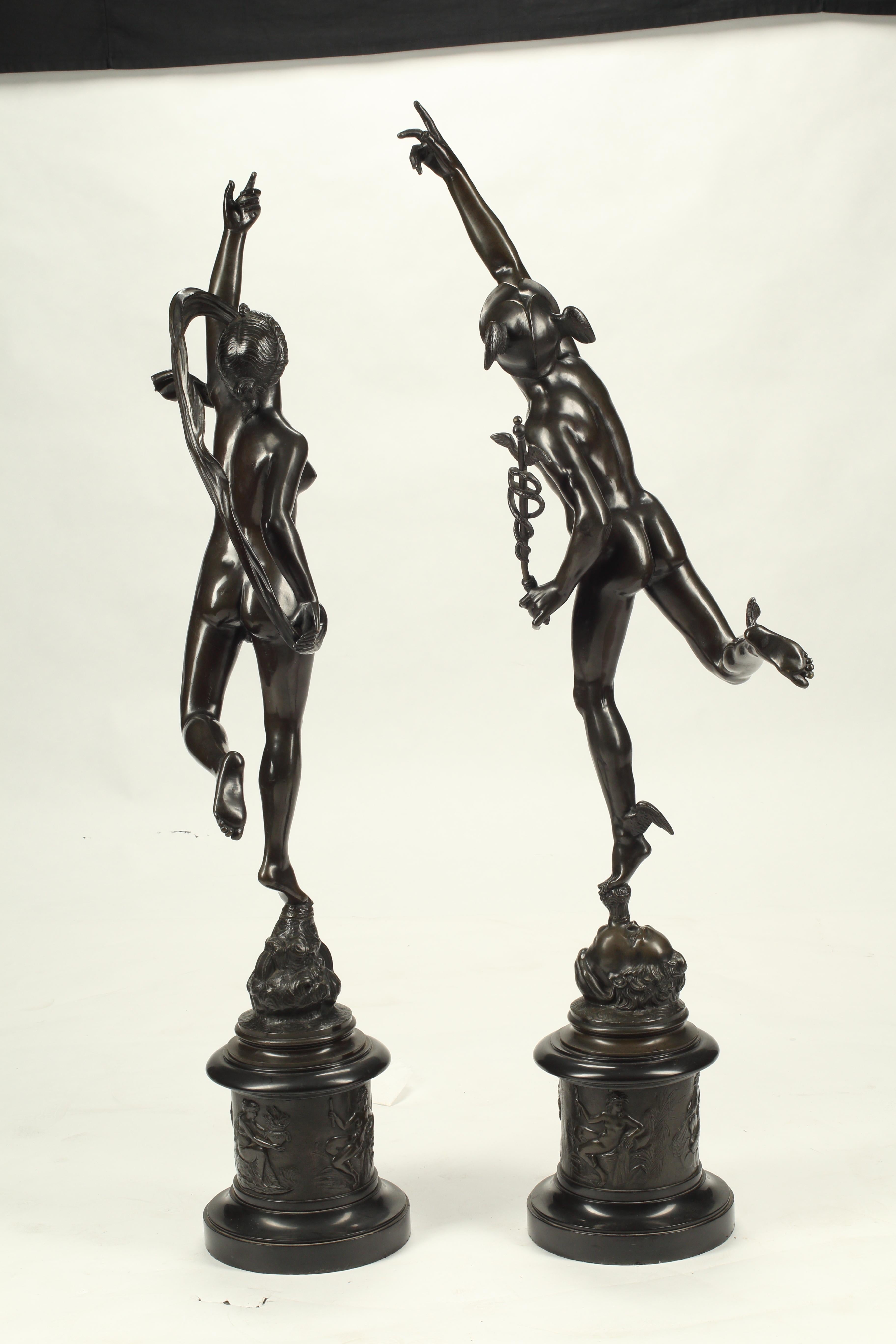 Sculture in bronzo patinato di Mercurio e Fortuna, XIX secolo, Francia in vendita 1