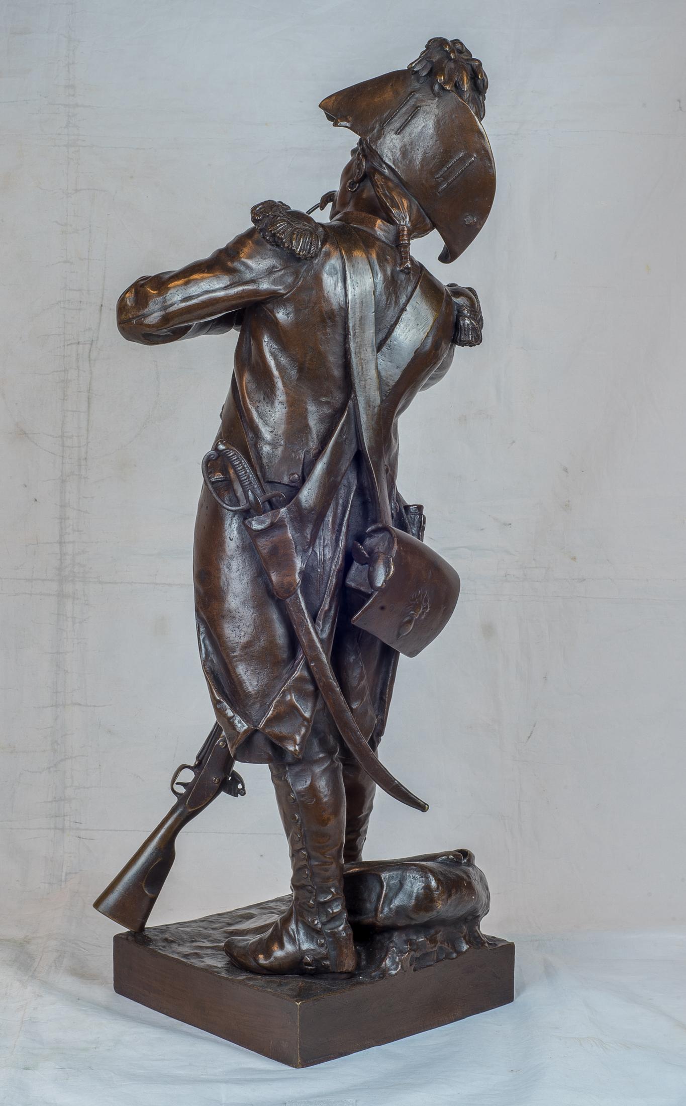 Patinated Bronze Sculptures of Soldiers by Etienne Dumaige In Good Condition For Sale In New York, NY