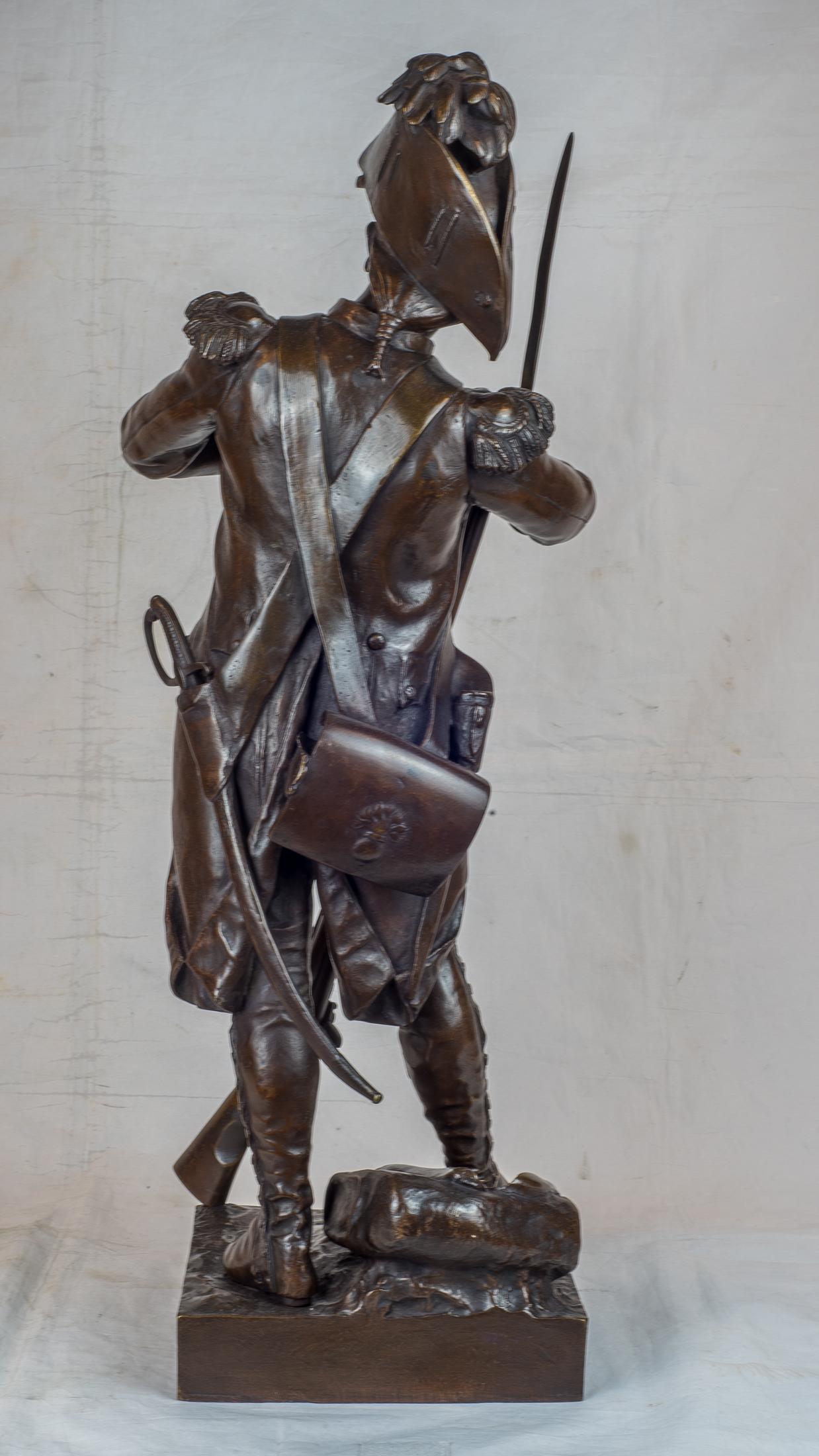 19th Century Patinated Bronze Sculptures of Soldiers by Etienne Dumaige For Sale