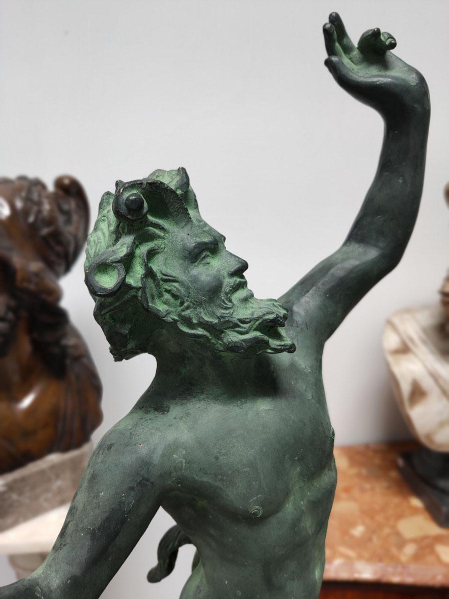 Patinated Bronze Sculpture of “Dancing Faun” For Sale 4