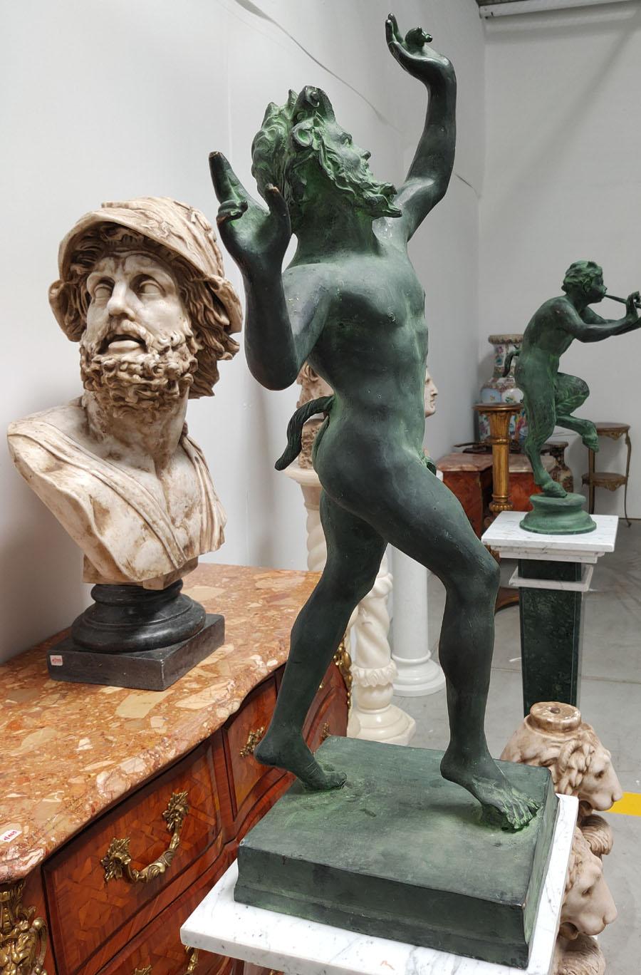 bronze faun sculpture