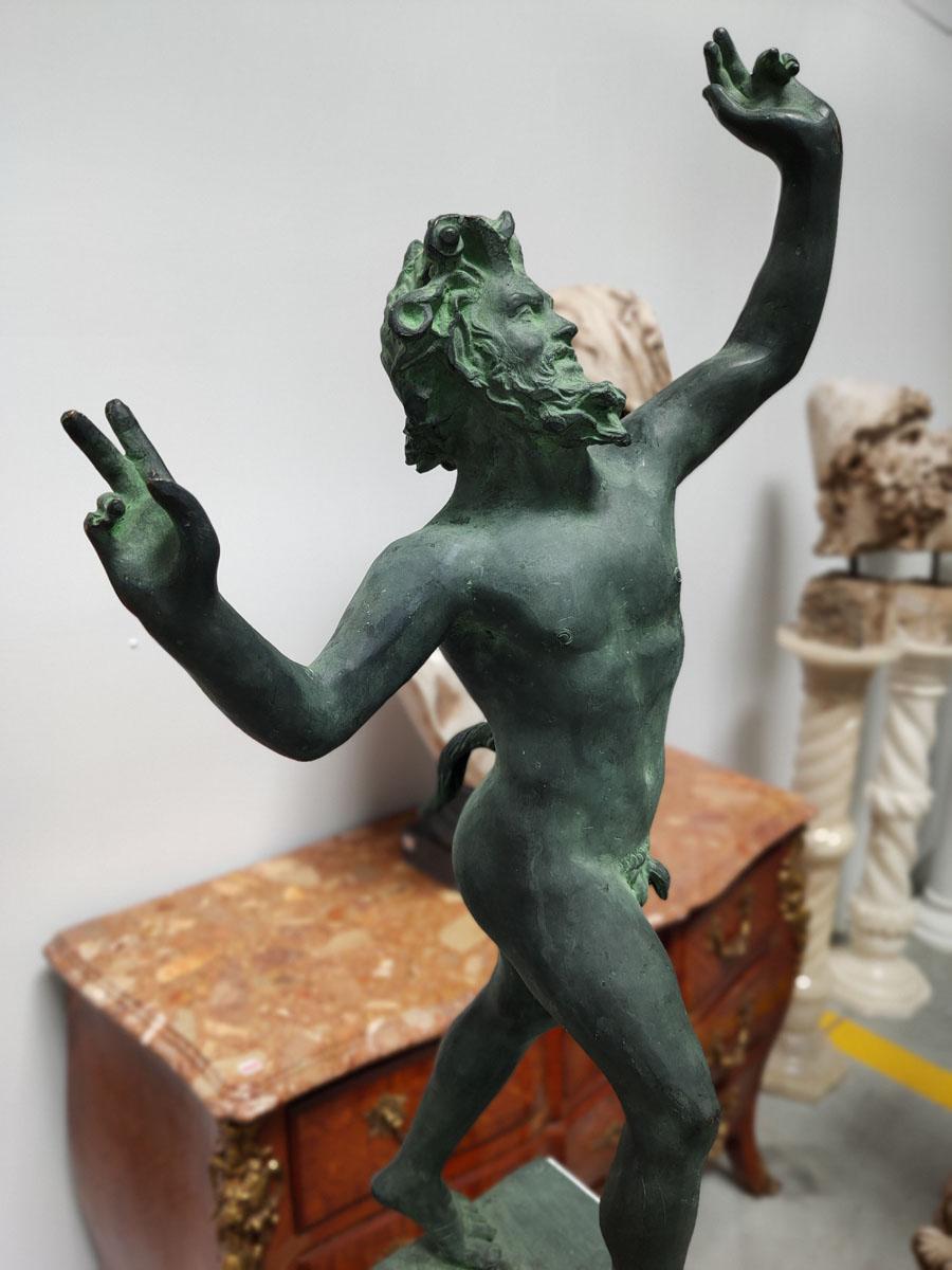 Italian Patinated Bronze Sculpture of “Dancing Faun” For Sale