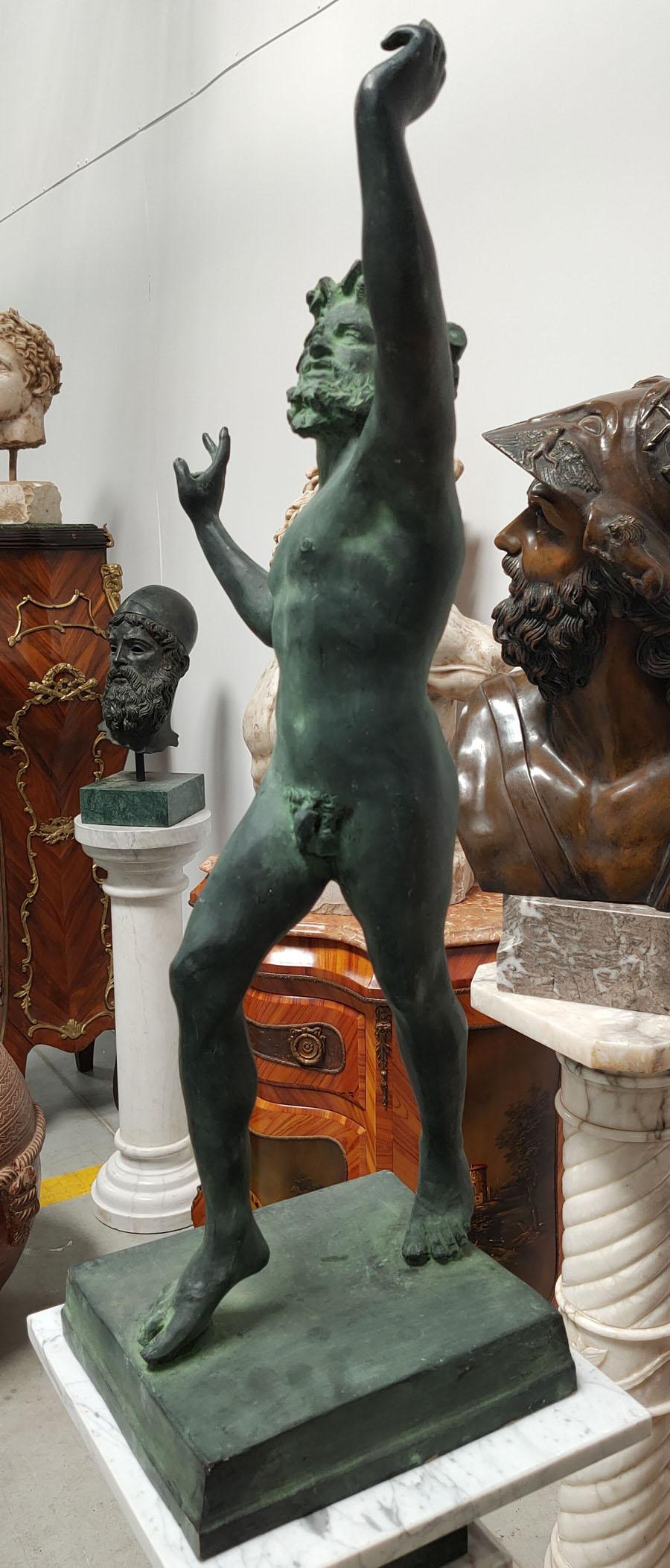 Patinated Bronze Sculpture of “Dancing Faun” In New Condition For Sale In Liverpool, GB