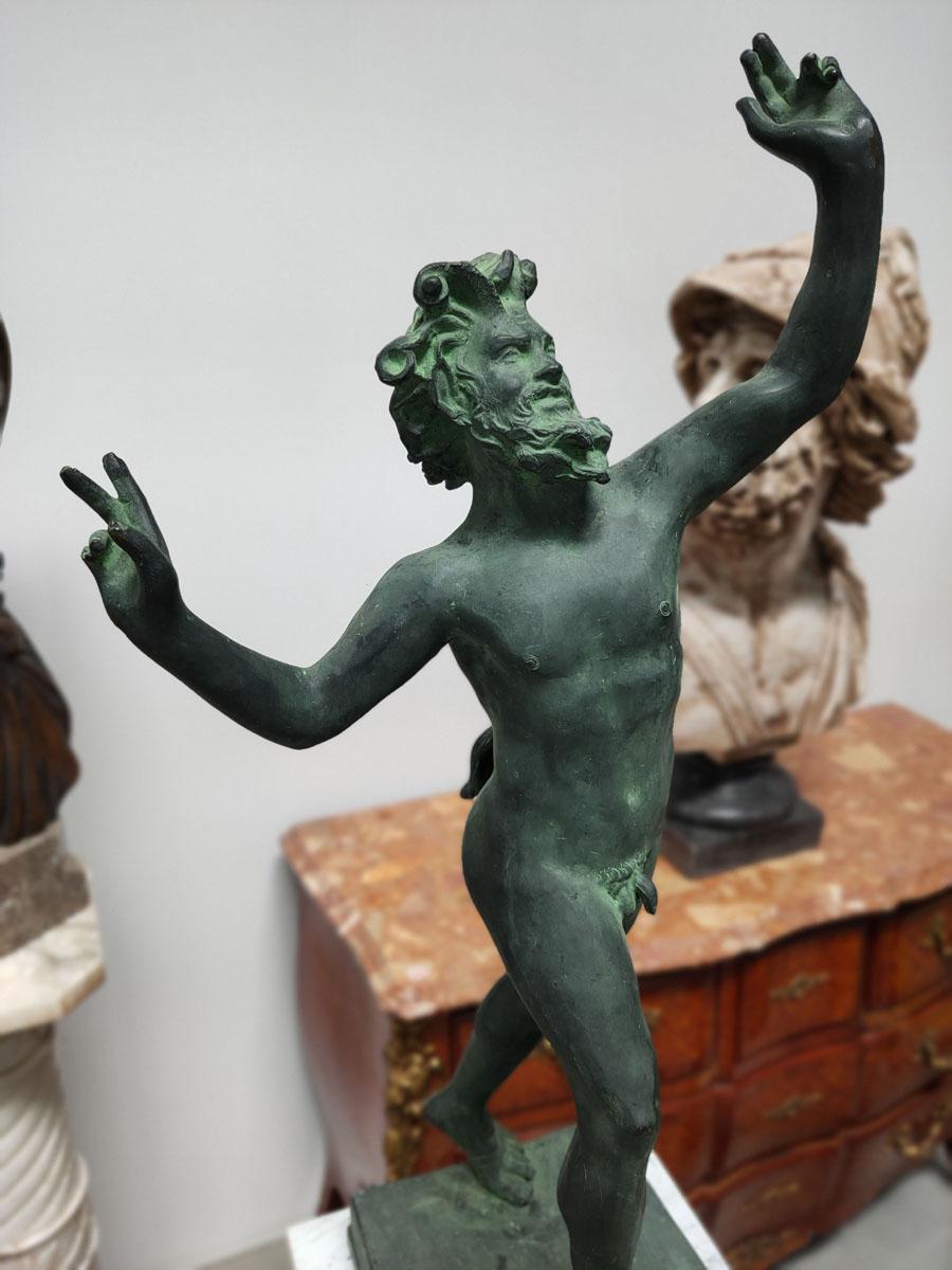 Contemporary Patinated Bronze Sculpture of “Dancing Faun” For Sale
