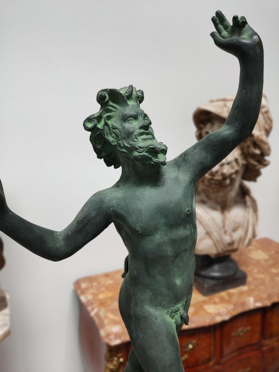 Patinated Bronze Sculpture of “Dancing Faun” For Sale 1