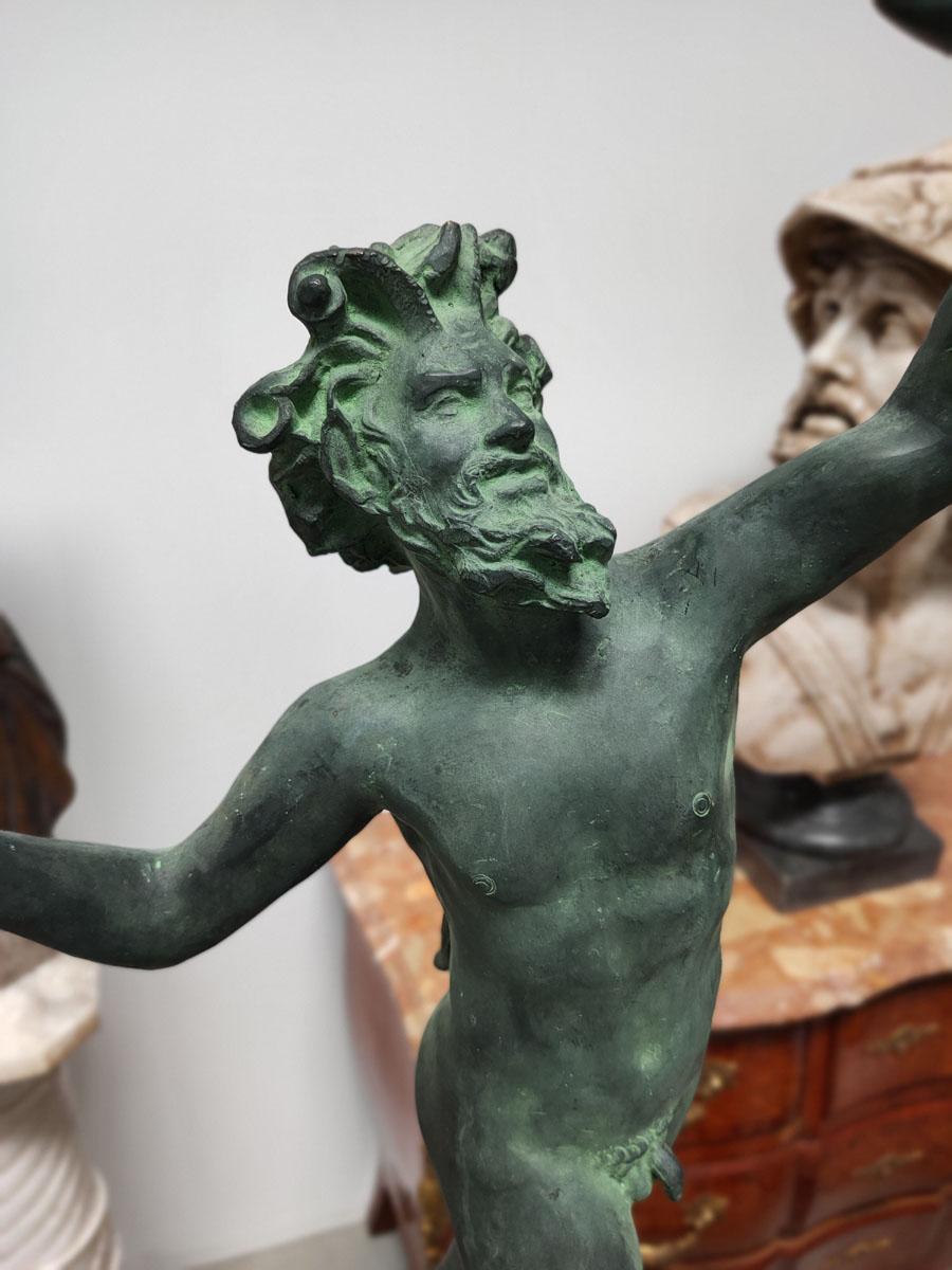 Patinated Bronze Sculpture of “Dancing Faun” For Sale 2