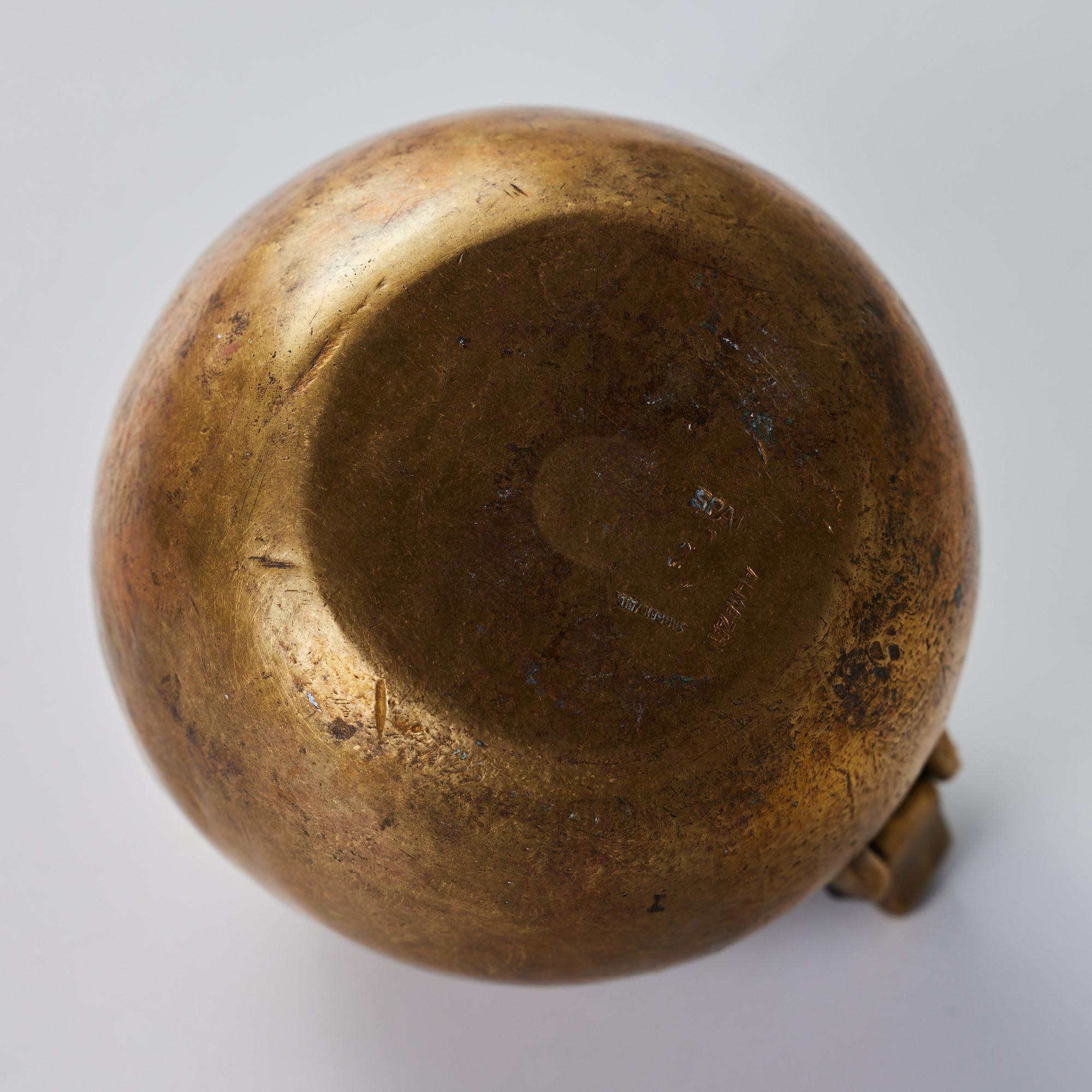 Patinated Bronze Spherical Ashtray with Flip-Top Lid 4