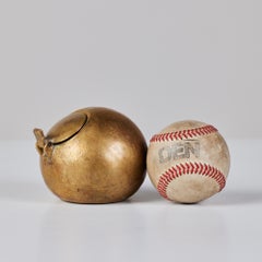 Patinated Bronze Spherical Ashtray with Flip-Top Lid