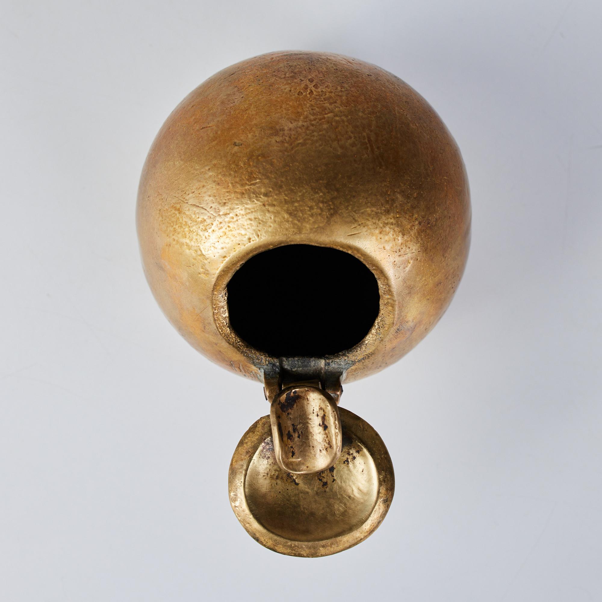 20th Century Patinated Bronze Spherical Ashtray with Flip-Top Lid
