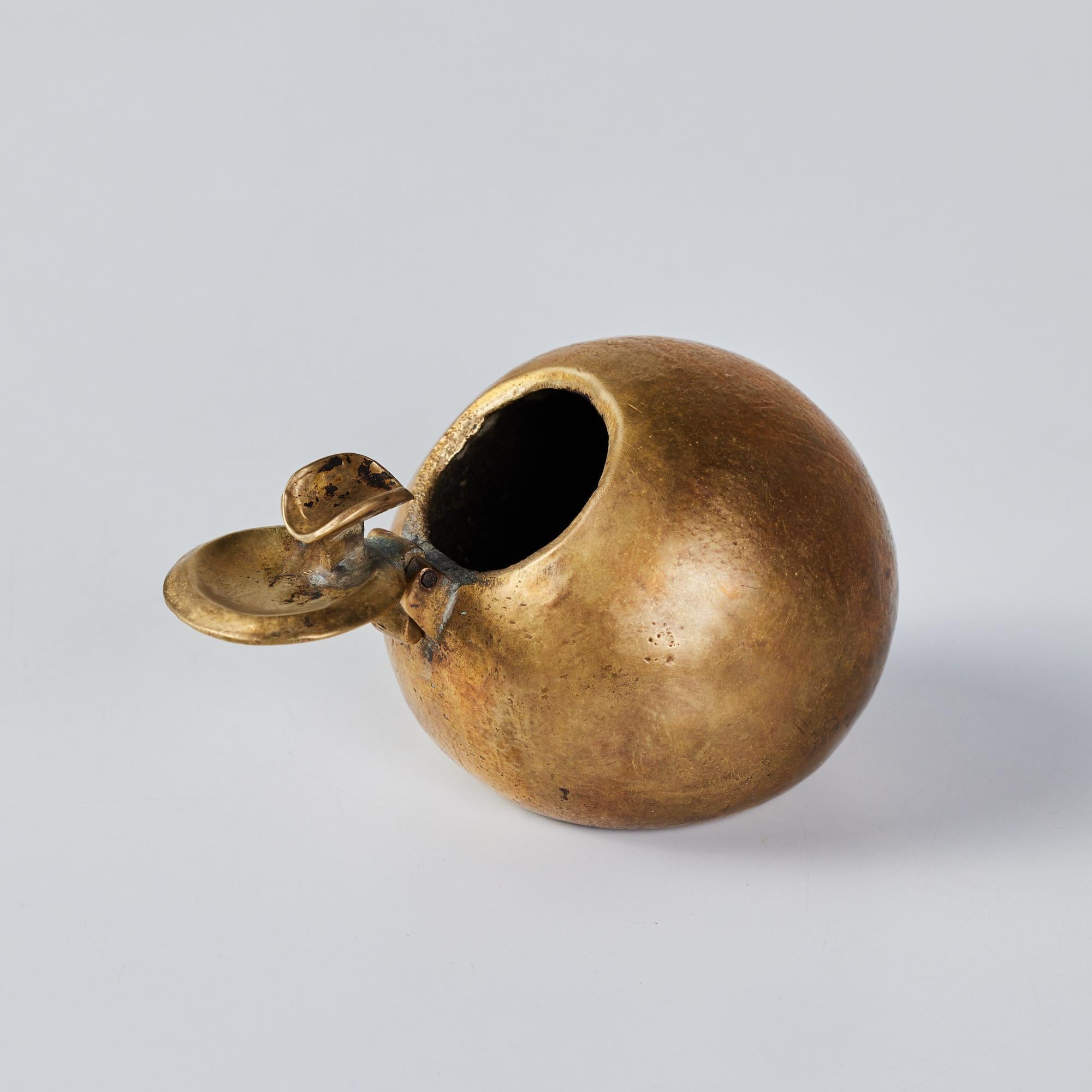 Patinated Bronze Spherical Ashtray with Flip-Top Lid 1