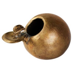 Patinated Bronze Spherical Ashtray with Flip-Top Lid