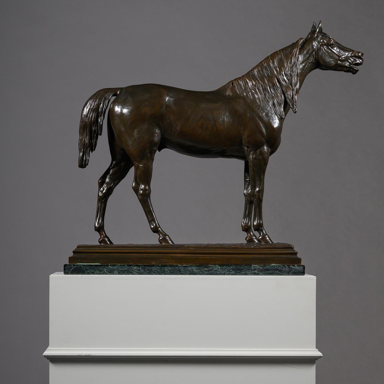 Patinated Bronze Statue Of ‘A Horse Calling’, By Isidore-Jules Bonheur In Good Condition For Sale In Brighton, West Sussex
