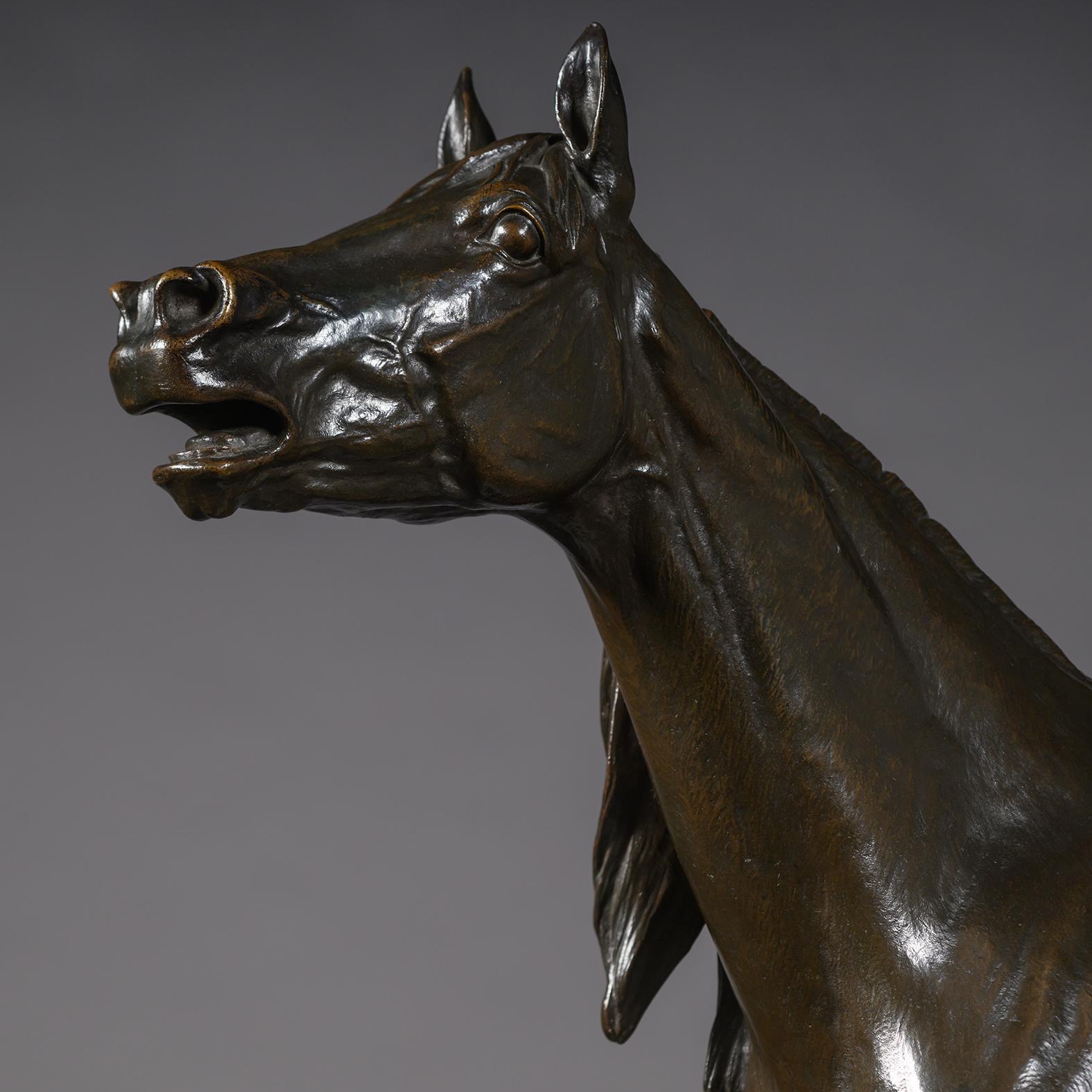 19th Century Patinated Bronze Statue Of ‘A Horse Calling’, By Isidore-Jules Bonheur For Sale