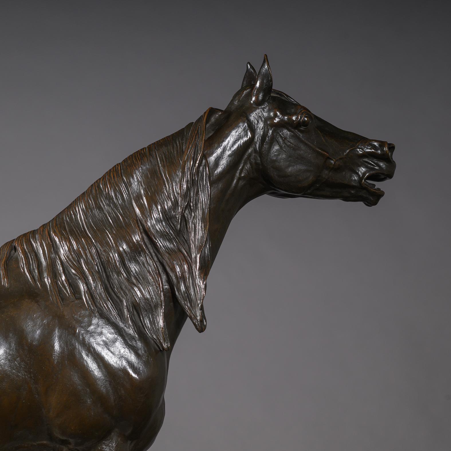 Patinated Bronze Statue Of ‘A Horse Calling’, By Isidore-Jules Bonheur For Sale 2