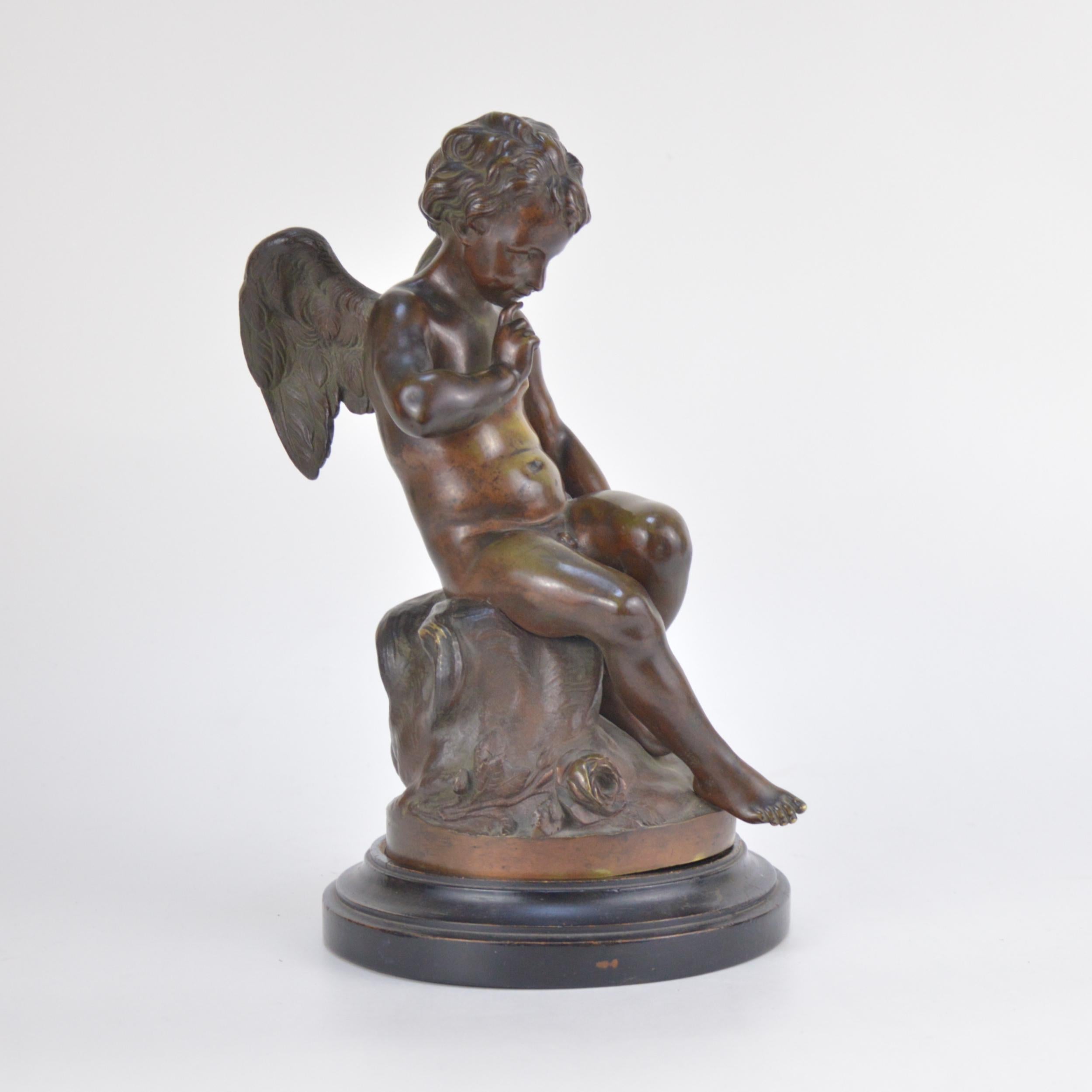 Patinated Bronze Statue Representing Amour, French School, 19th Century 3