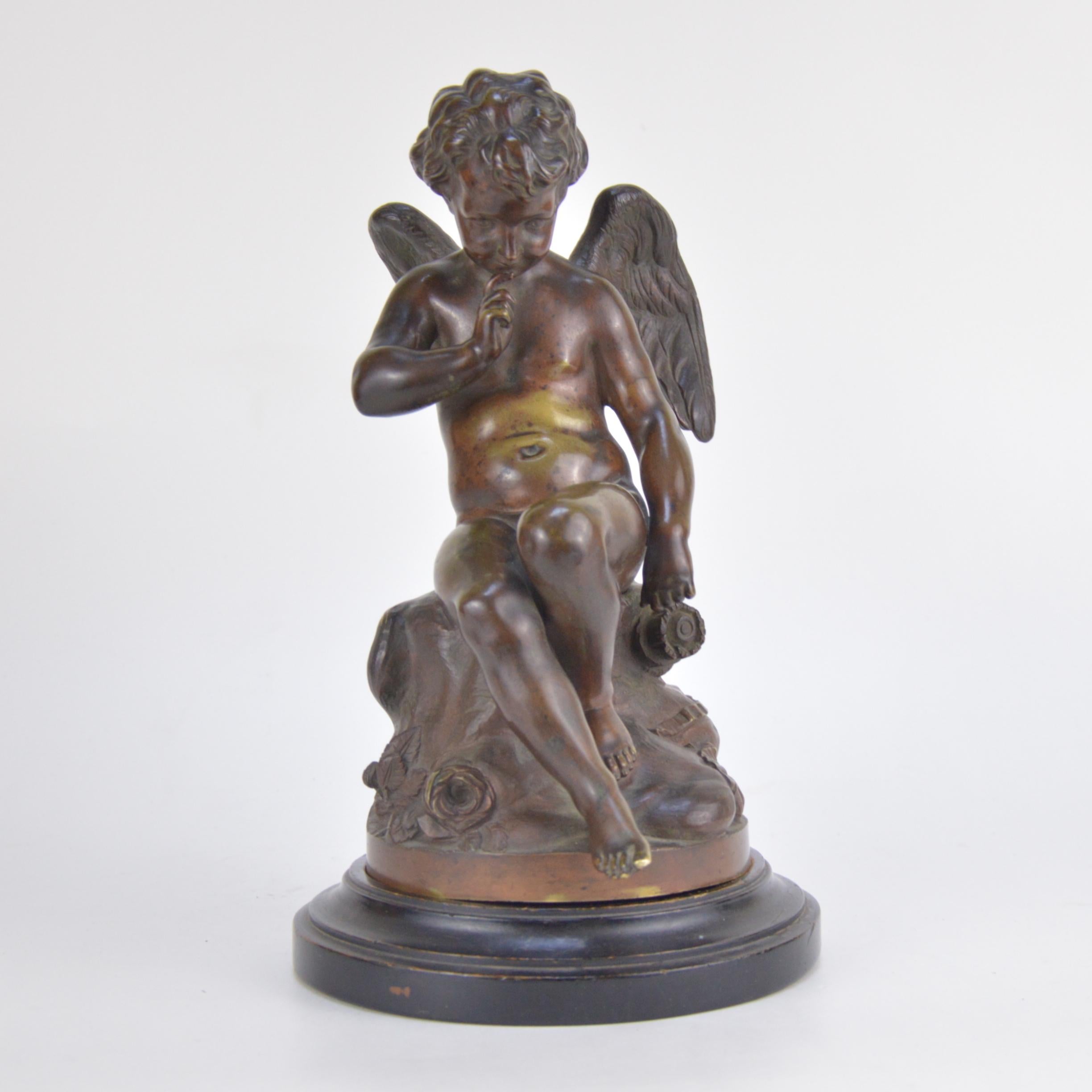 Patinated Bronze Statue Representing Amour, French School, 19th Century 4