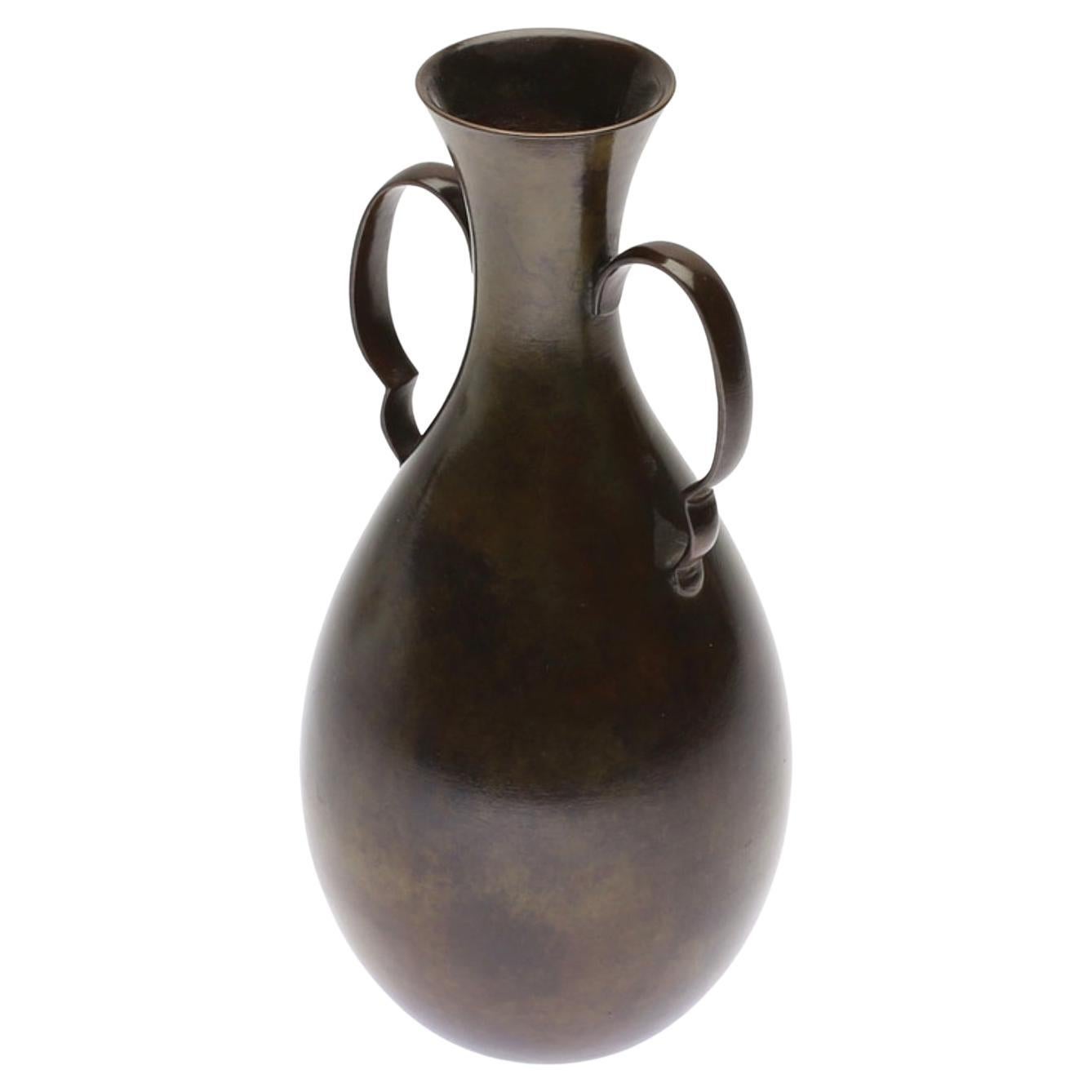 Patinated Bronze Swedish Vase For Sale