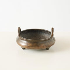 Patinated Bronze Tripod Censer with Double Handles