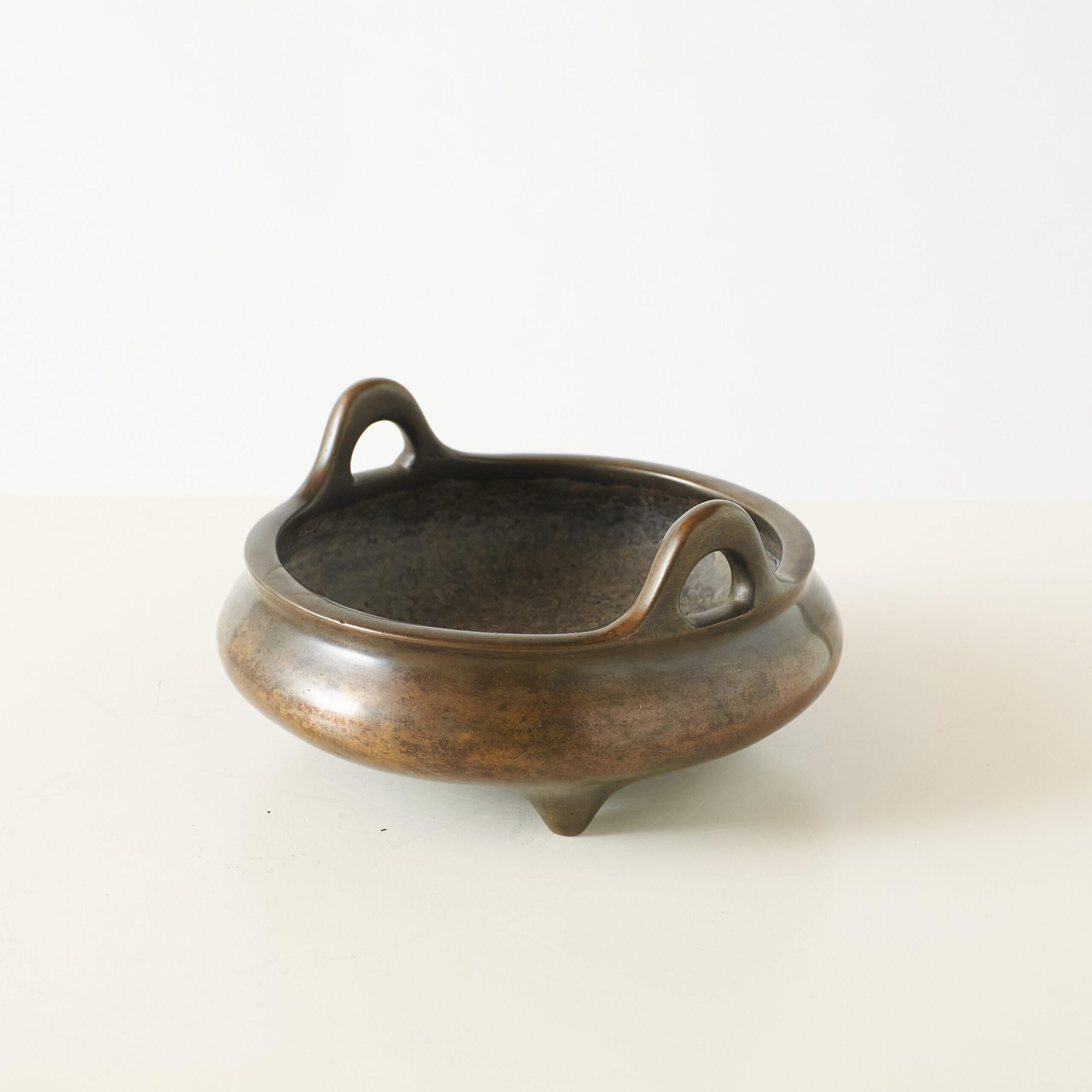 Patinated Bronze Tripod Censer with Double Handles