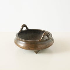 Patinated Bronze Tripod Censer with Double Handles