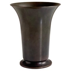 Patinated bronze vase by Danish sculptor and silversmith Just Andersen. 1930s