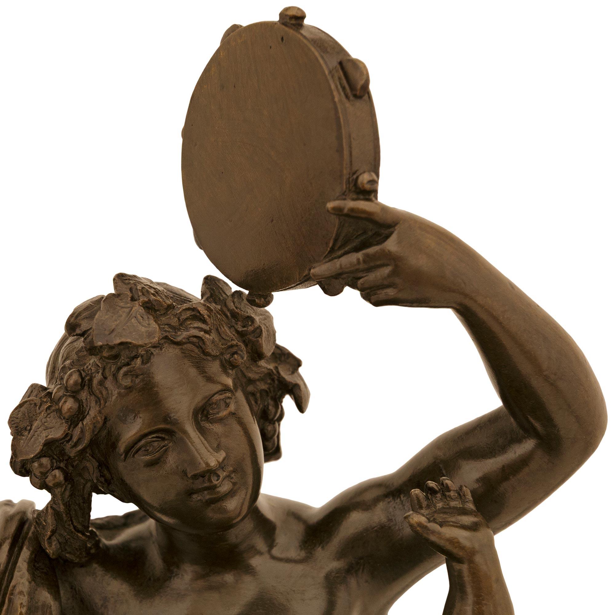 Patinated patinated Bronze, Verde Antico and Rouge Griotte marble statues For Sale