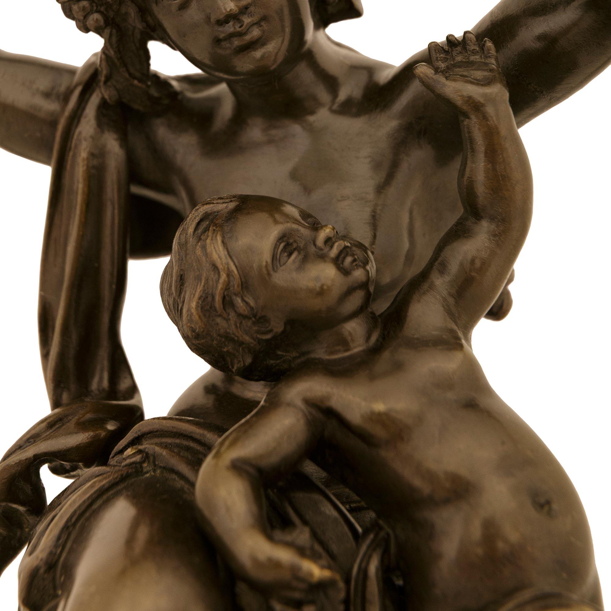 patinated Bronze, Verde Antico and Rouge Griotte marble statues In Good Condition For Sale In West Palm Beach, FL
