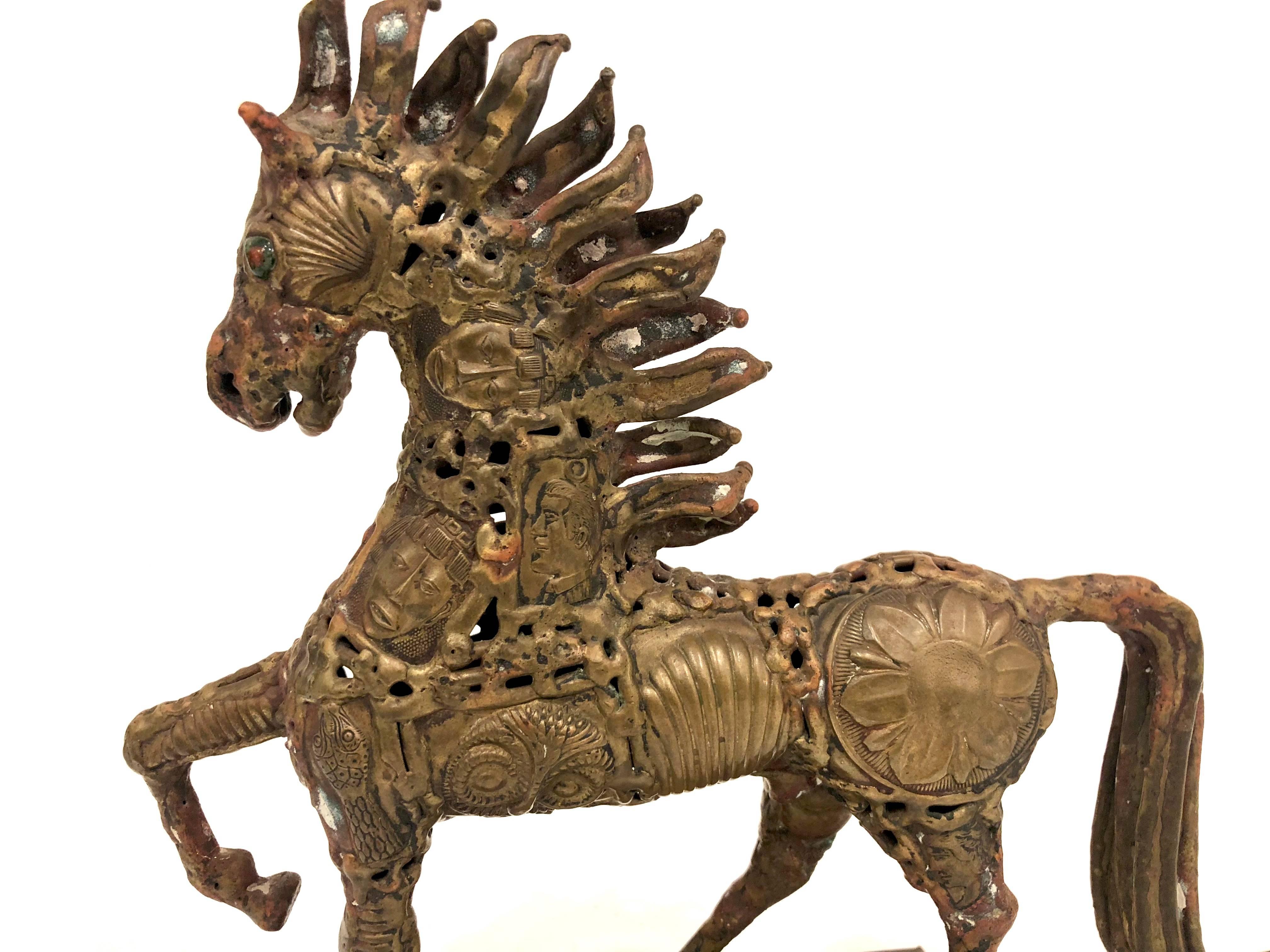 Patinated Bronze Welded Horse Sculpture by Pal Kepenyes Signed In Excellent Condition In San Diego, CA