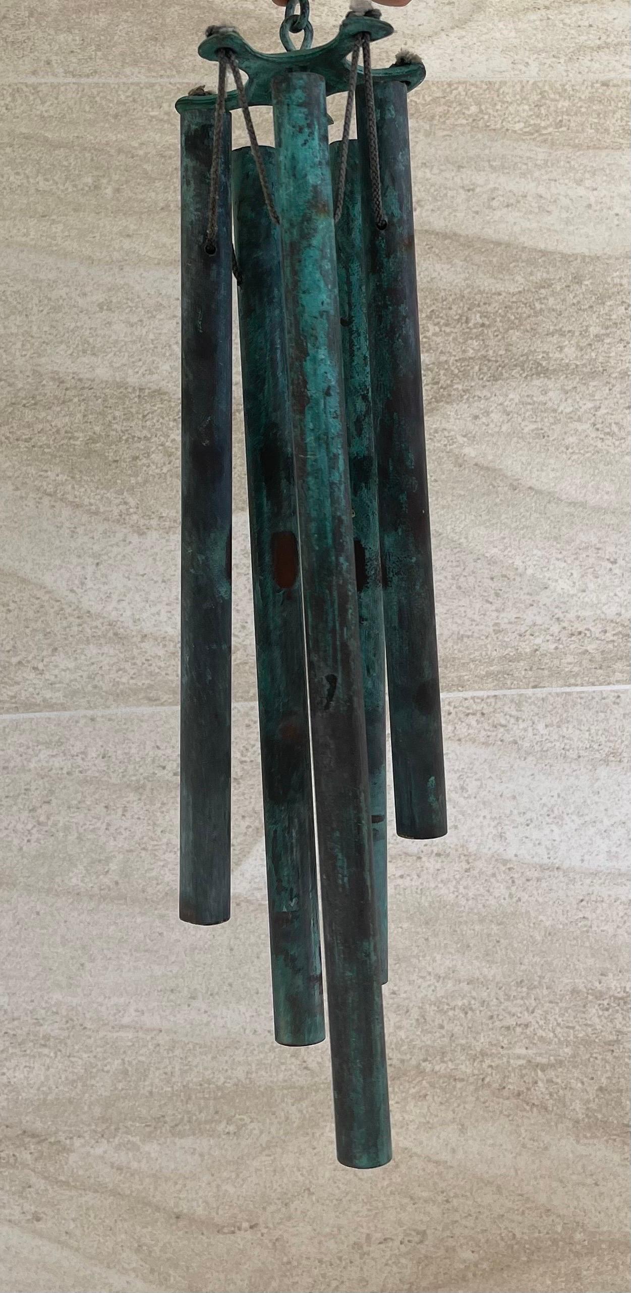 Mid-Century Modern Patinated Bronze Wind Chimes in the Style of Walter Lamb