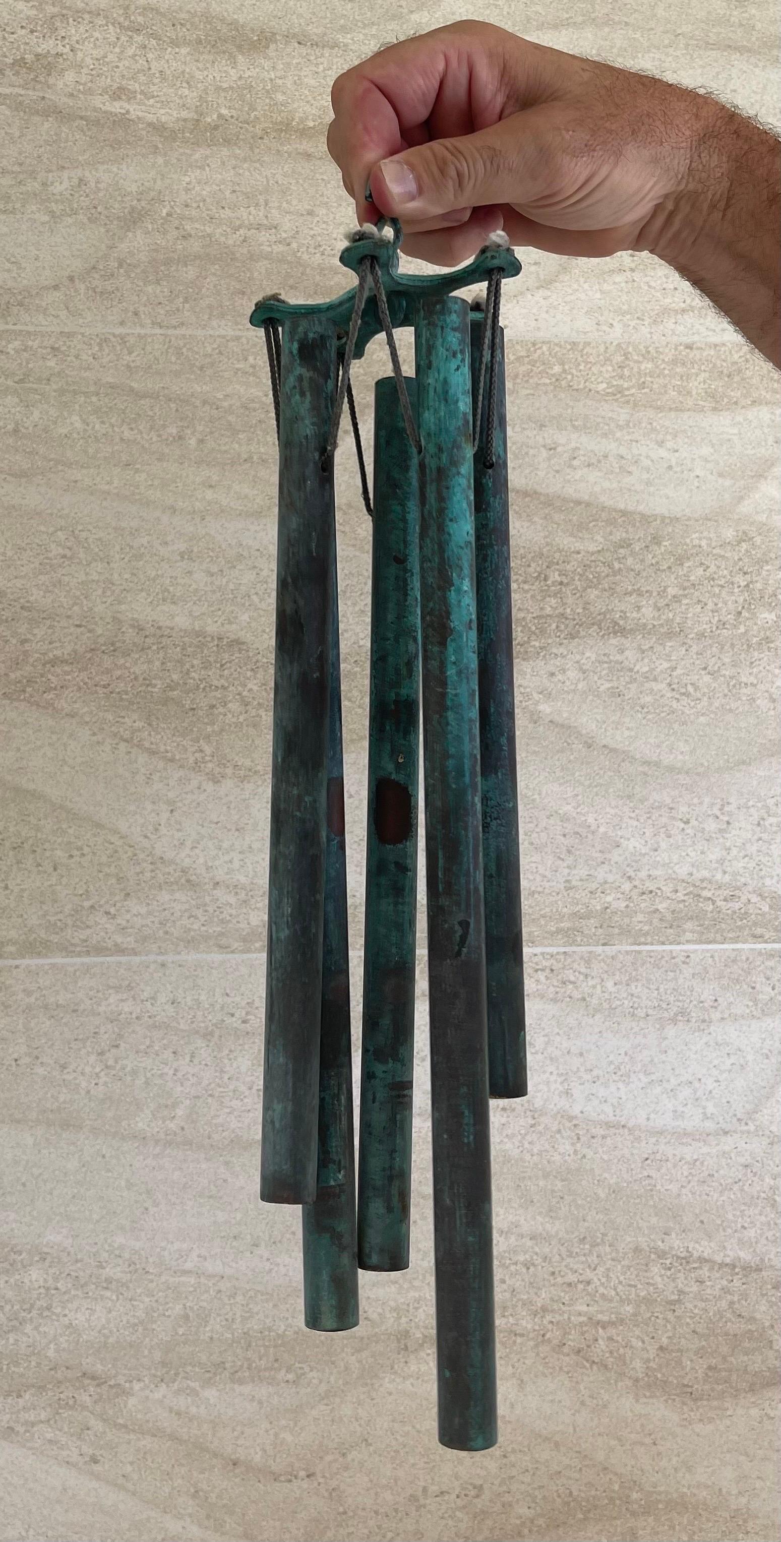 American Patinated Bronze Wind Chimes in the Style of Walter Lamb
