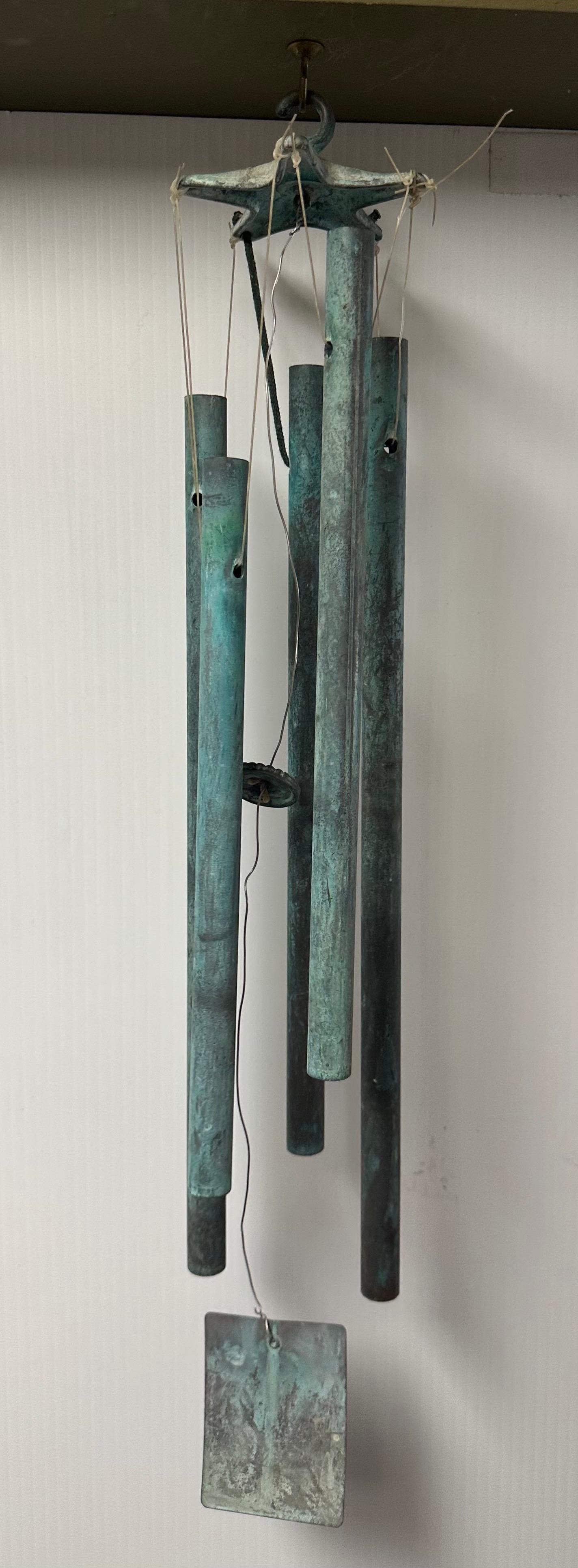 American Patinated Bronze Wind Chimes in the Style of Walter Lamb