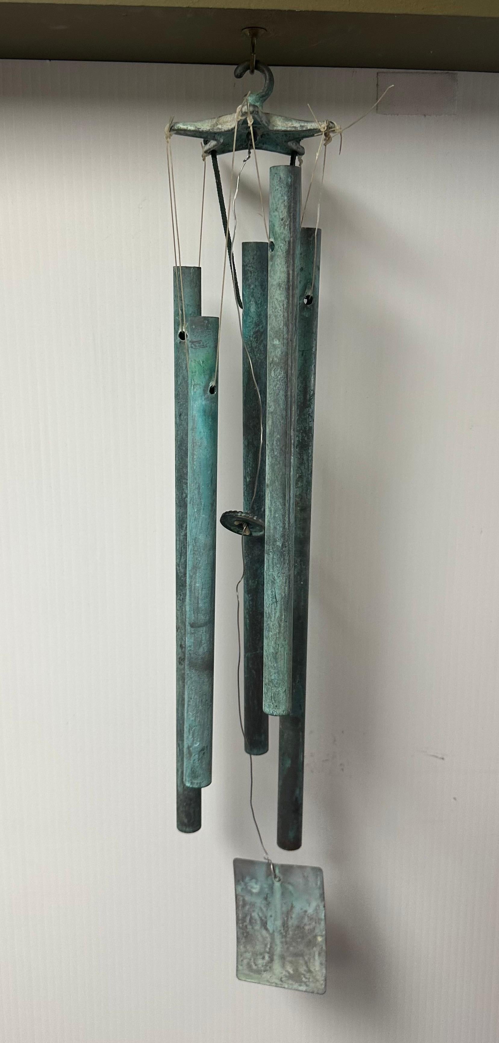 Patinated Bronze Wind Chimes in the Style of Walter Lamb In Good Condition In San Diego, CA