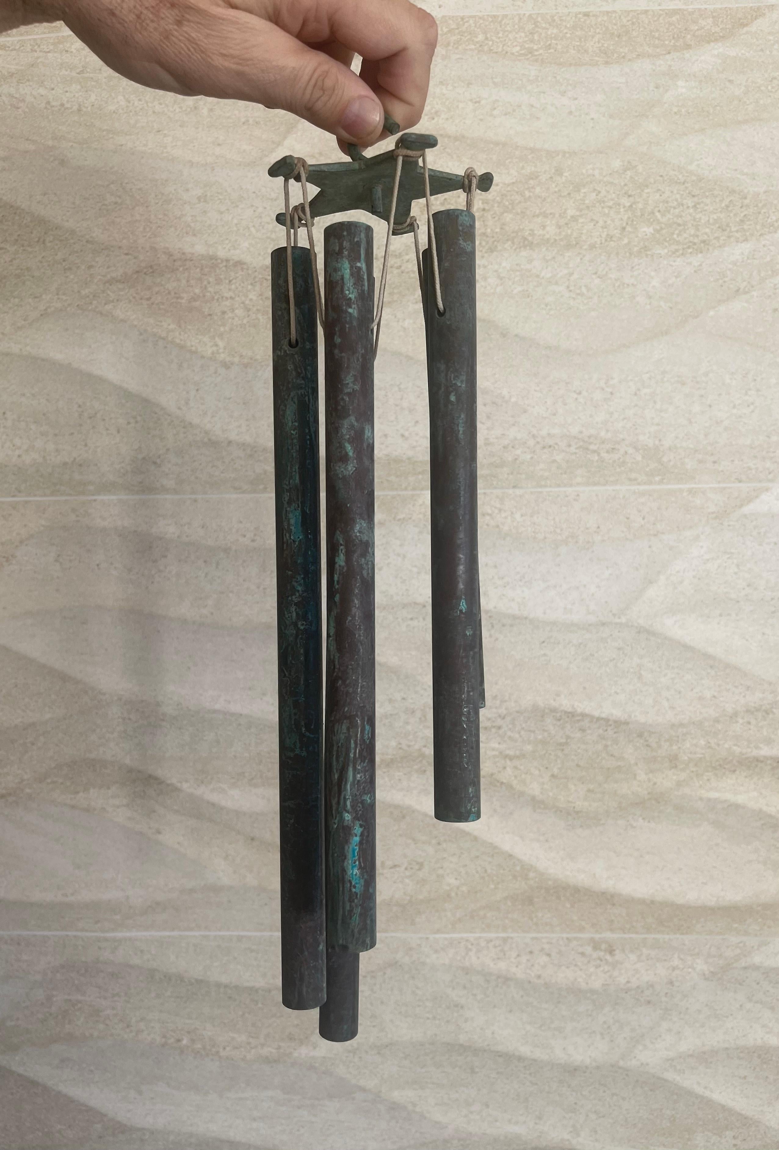 Mid-Century Modern Patinated Bronze Wind Chimes in the Style of Walter Lamb