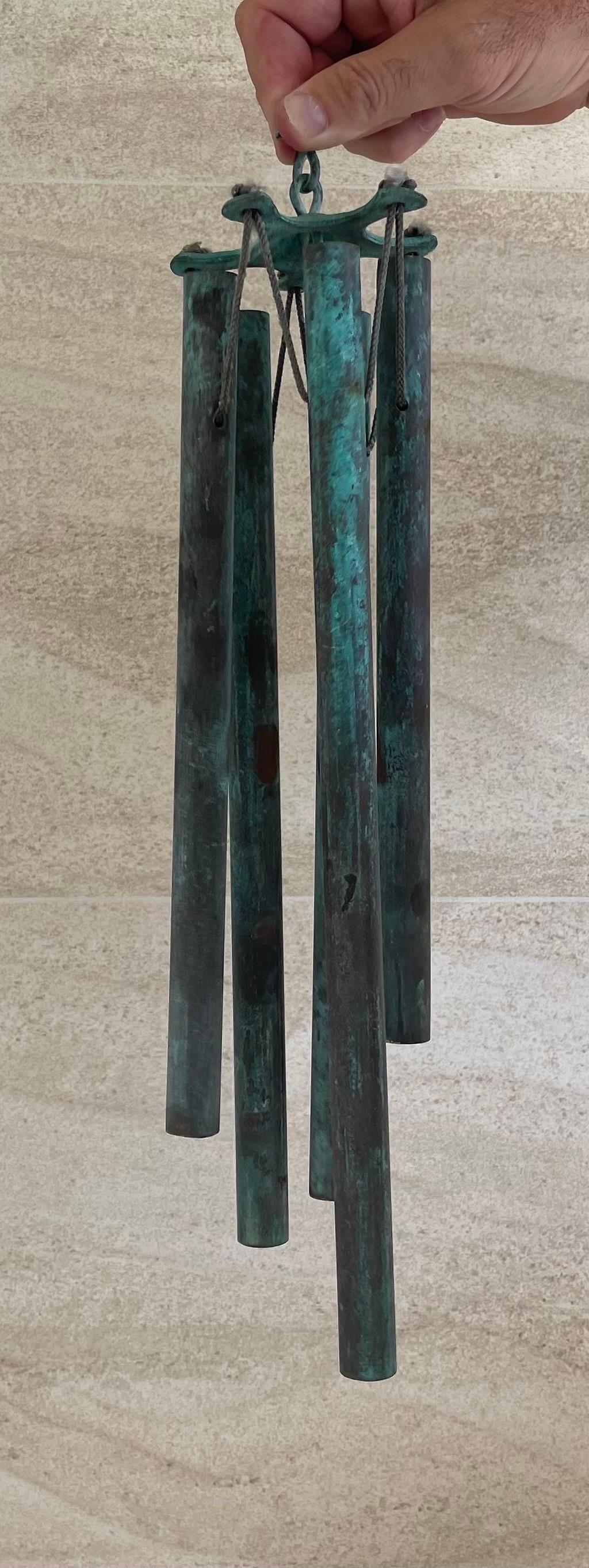20th Century Patinated Bronze Wind Chimes in the Style of Walter Lamb